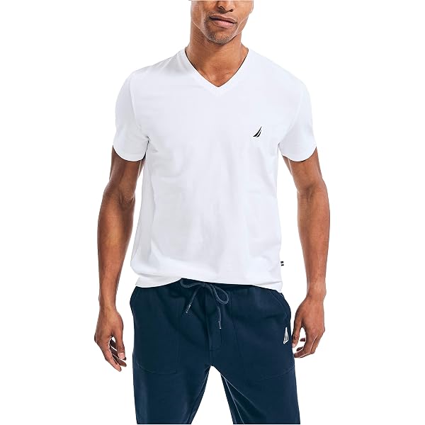 Nautica Men's Short Sleeve Solid Slim Fit V-Neck T-Shirt, True Black, Large price in UAE | Amazon UAE