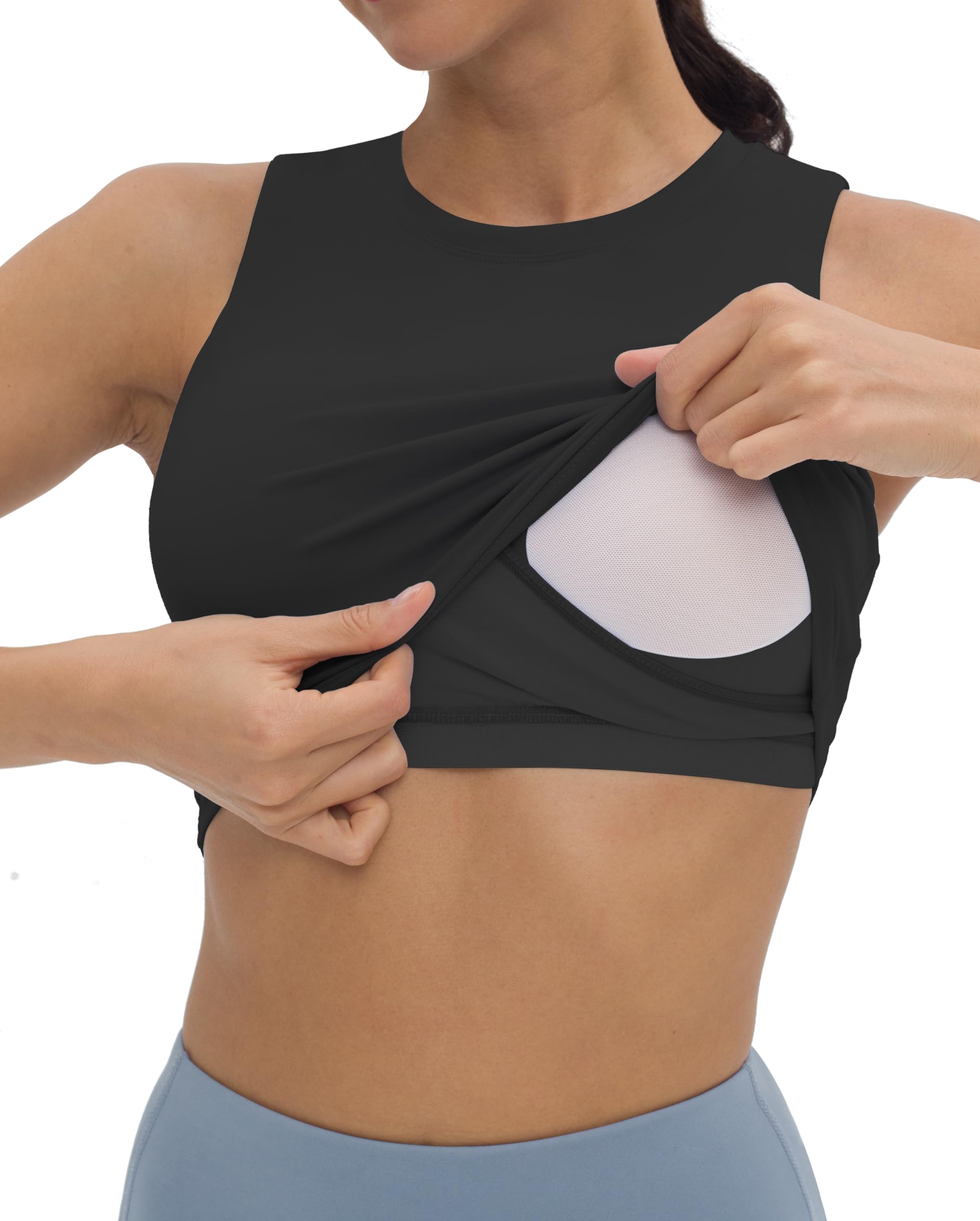 Photo 1 of V VOCNI Nursing Tank Tops for Breastfeeding Sports Bra Crop Tops Black Large