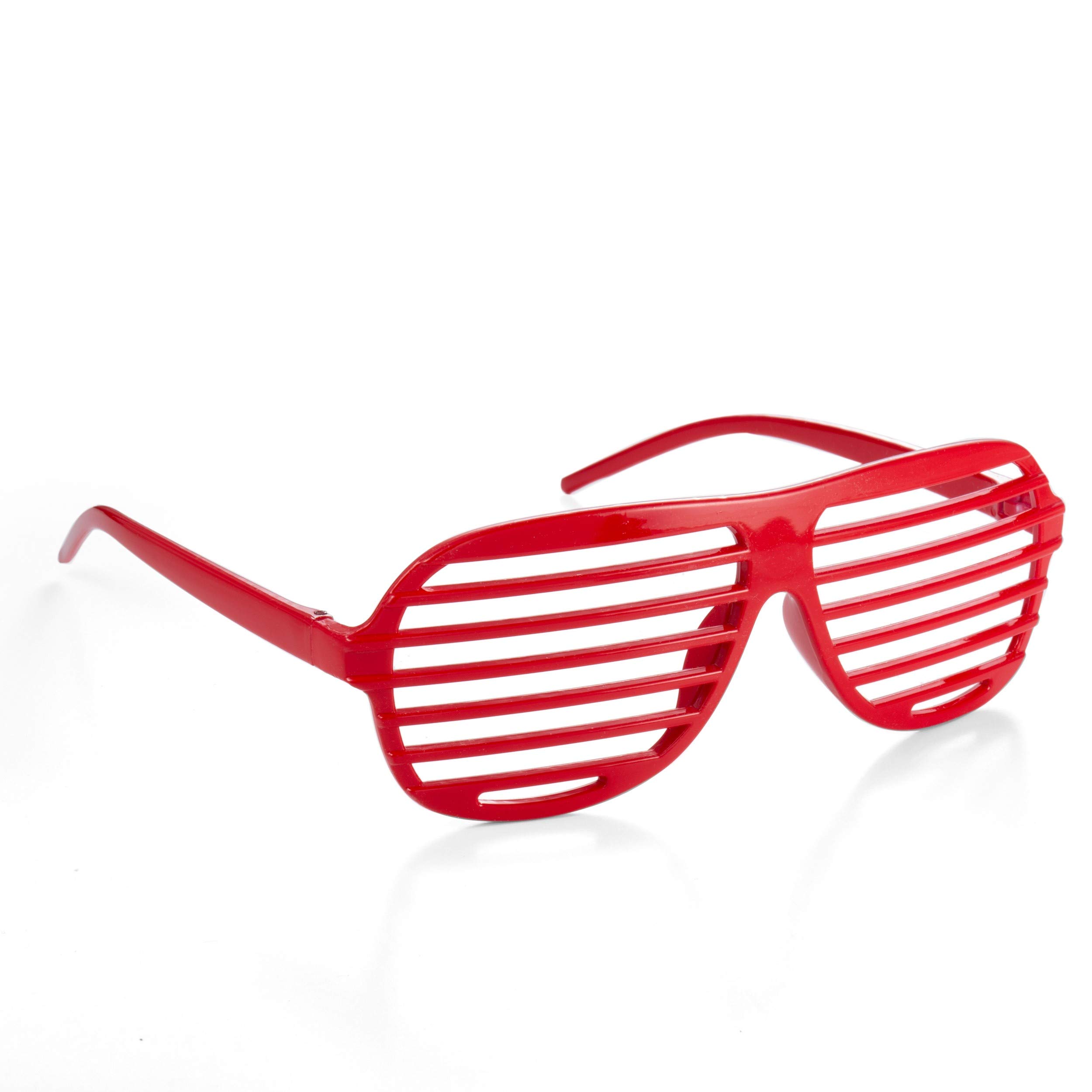 Komonee Red Shutter Shades Fun Novelty Plastic Party Retro Fancy Dress Costume Prop Rave Club Eyewear Disco Adults 80's Sunglasses