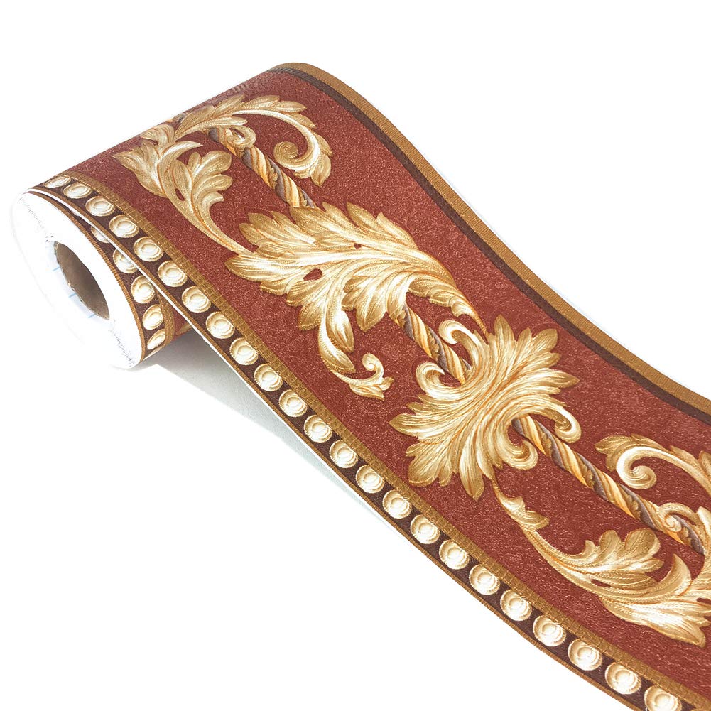 WDragon Dark Brown Floral Molding Wallpaper Border Peel Stick Home Ceiling Decorative Border for Bathroom Living Room Kitchen 10cm by 5meters