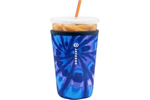 Sok It Java Sok Iced Coffee & Cold Soda Insulated Neoprene Cup Sleeve (Blue Tie Dye, Medium: 22-28oz)