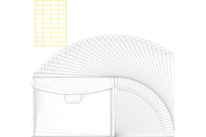 Hukado 30pcs Clear Plastic Stamp and Die Envelopes with Closure, 9 x 7 inches