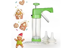 Ourokhome Cookie Press Maker Machine - Icing Gun Kit with 16 Discs and 6 Decoration Tips for Home DIY (Green)