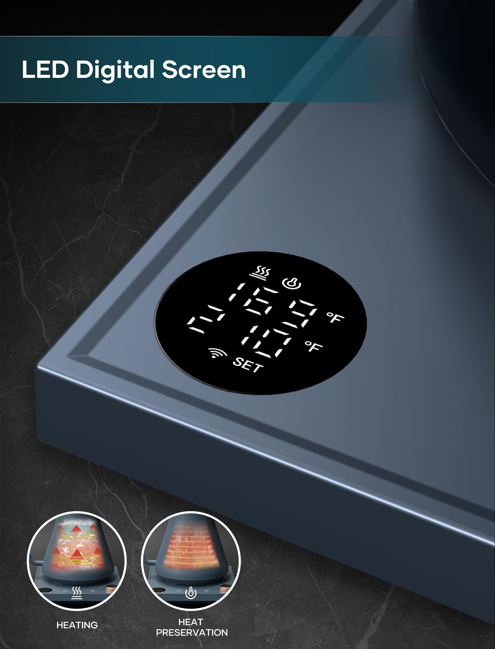 INTASTING Hervidores eléctricos, hervidor eléctrico de cuello de cisne, control de temperatura ±1 ℉, interior de acero inoxidable, calentamiento rápido, para verter sobre café, preparar té, hervir agua caliente, 0,9 L azul marino