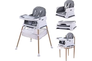 3 in 1 Baby High Chair, Booster Seat, Convertible Baby High Chairs for Babies and Toddlers, Hrusitoo Adjustable Compact Infan