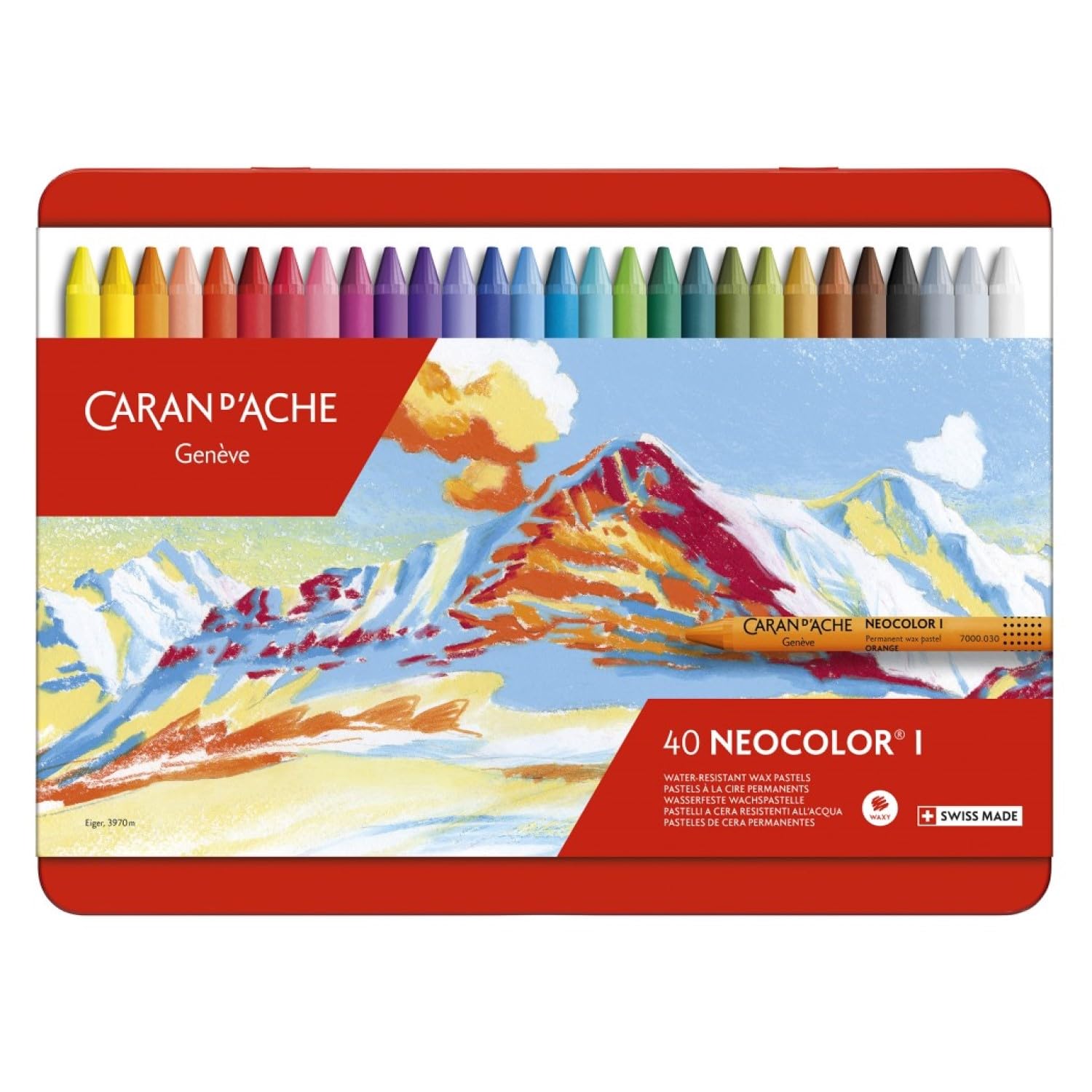 Caran Dache Metal tin with 40 Assorted Colours