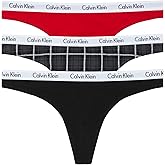 Calvin Klein womens Carousel Logo Cotton Stretch Thong Panties, Multipack