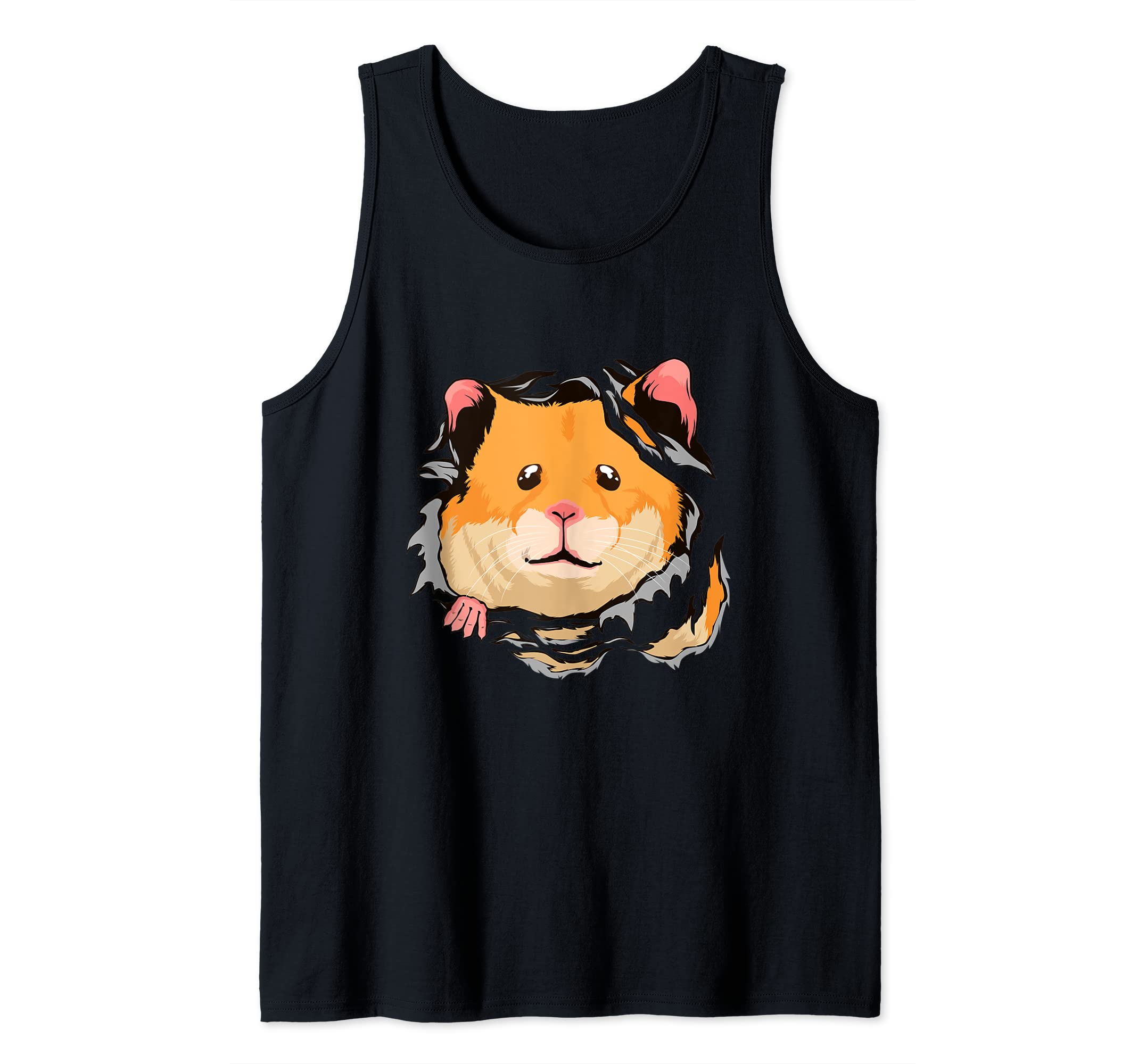 Hamster From Inside Torn Apparel Hammy Hamster Tank Top