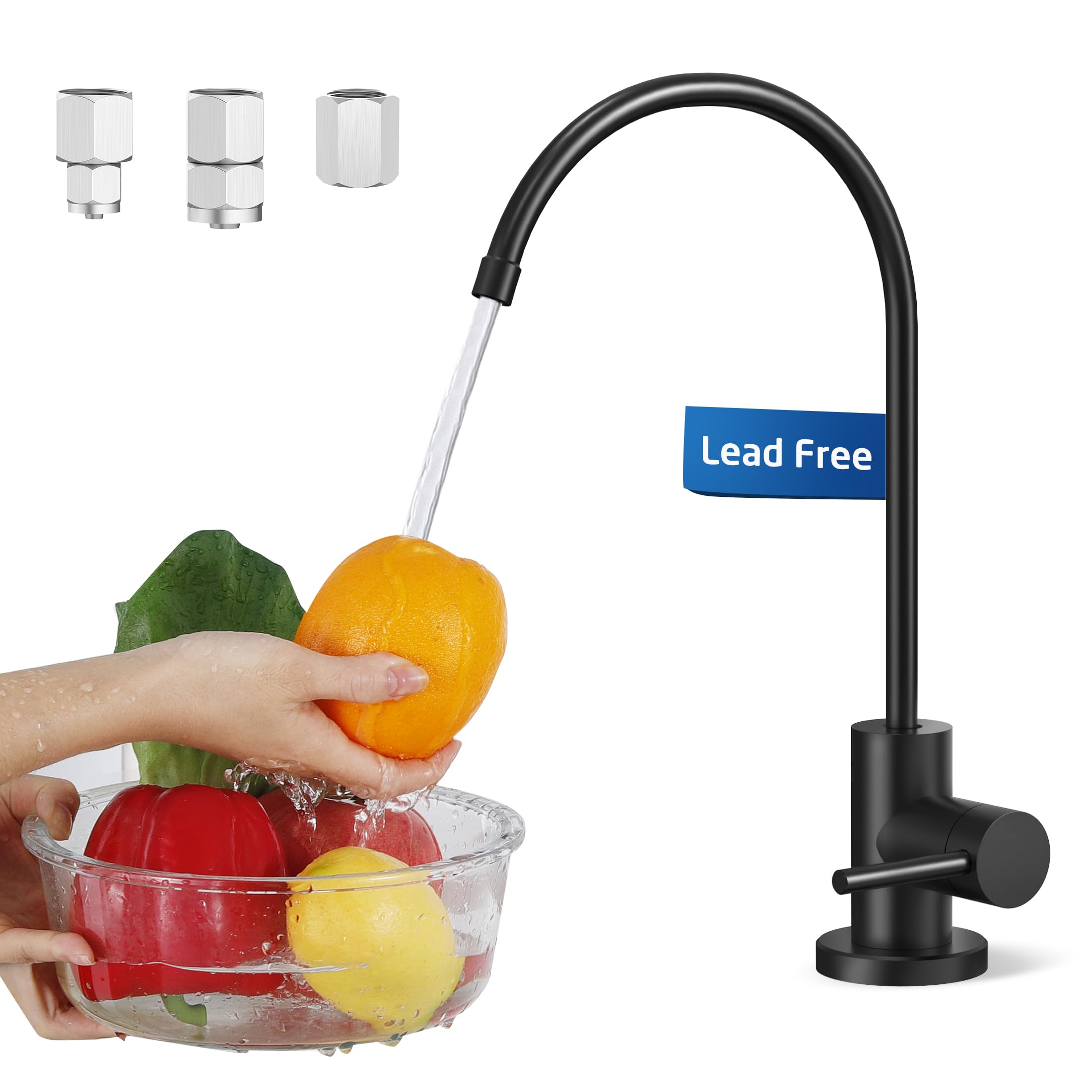 Photo 1 of KES Lead-Free Drinking RO Water Faucet for Kitchen Sink (Food Grade Stainless Steel), Reverse Osmosis Faucet, Water Filter Faucet for RO Water Filtration System, Non-Air Gap, Black, Z506LF-BK