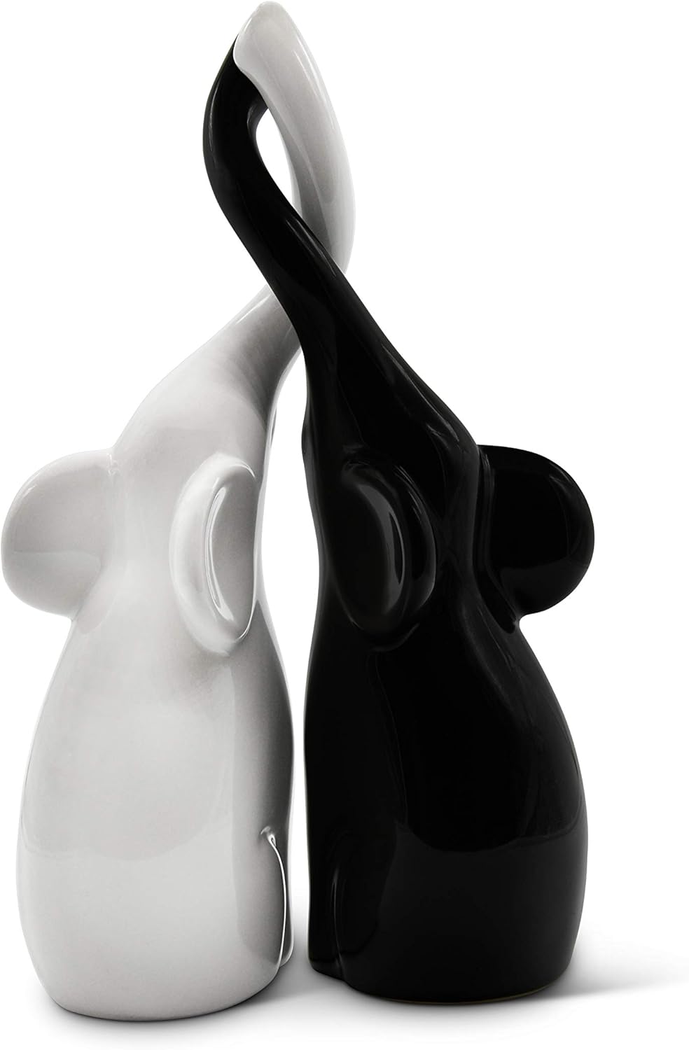 FeinKnick Loving pair of elephants in black and white, modern ceramic sculpture as a set, decoration figure 26cm high - Image 5