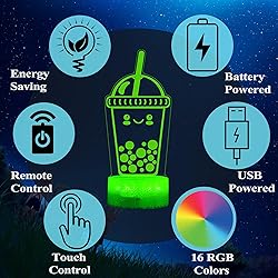 POSSHE Boba Lamp, Boba Gifts, Boba 3D Night Light
