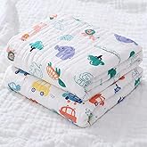 ZIXNEXKOO Muslin Large Swaddle Blanket Baby 2PCS 100% Cotton Baby Quilt, Reversible Receiving Baby Blanket for Boys&Girls 43x43in