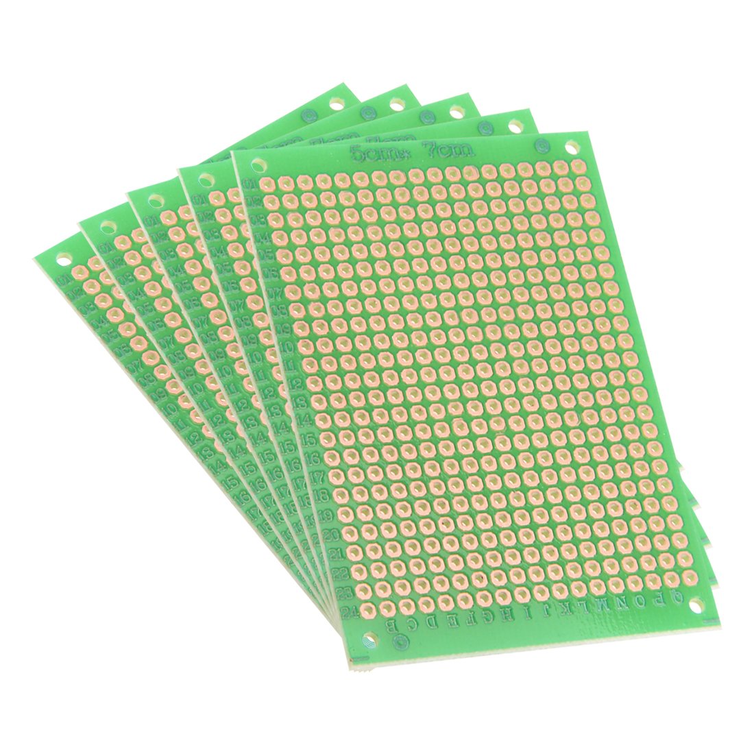 Sourcingmap 5x7cm Single Sided Universal Printed Circuit Board Coppered for DIY Soldering Green 5pcs