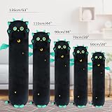 Mewaii 20in Long Cat Plush Pillow Black with Green Eyes Squishy Hug Toy view 3