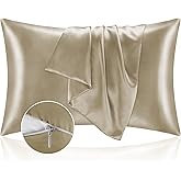 BEDELITE Satin Pillowcase with Zipper, Taupe King Size Pillow Cases Set of 2, Super Soft and Cooling Similar to Silk Pillow Cases, Gift for Women Men(20x36 Inches)