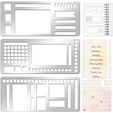3 Pcs Record Template Metal Planner Stencils for Journaling 5.2X2.3 Inch Flexible Journal Template Stainless Steel Calendar Stencil for Weekly Spread Checklist Drawing DIY Crafts Supplies
