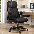 lavimiya Office Chair Big and Tall 400lbs, High Back Executive Office Chair Flip Up Arms, Breathable Leather Home Office Computer Desk Chair with Lumbar Support Rocking Function, Black