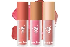 ERINDE Matte Liquid Cream Blush Makeup Lightweight - Velvet Mousse Texture, Breathable Feel, Sheer Flush Of Color, Natural-Looking, Blush Stick for Cheek, Advanced Hazy Feeling(#01#02#03)