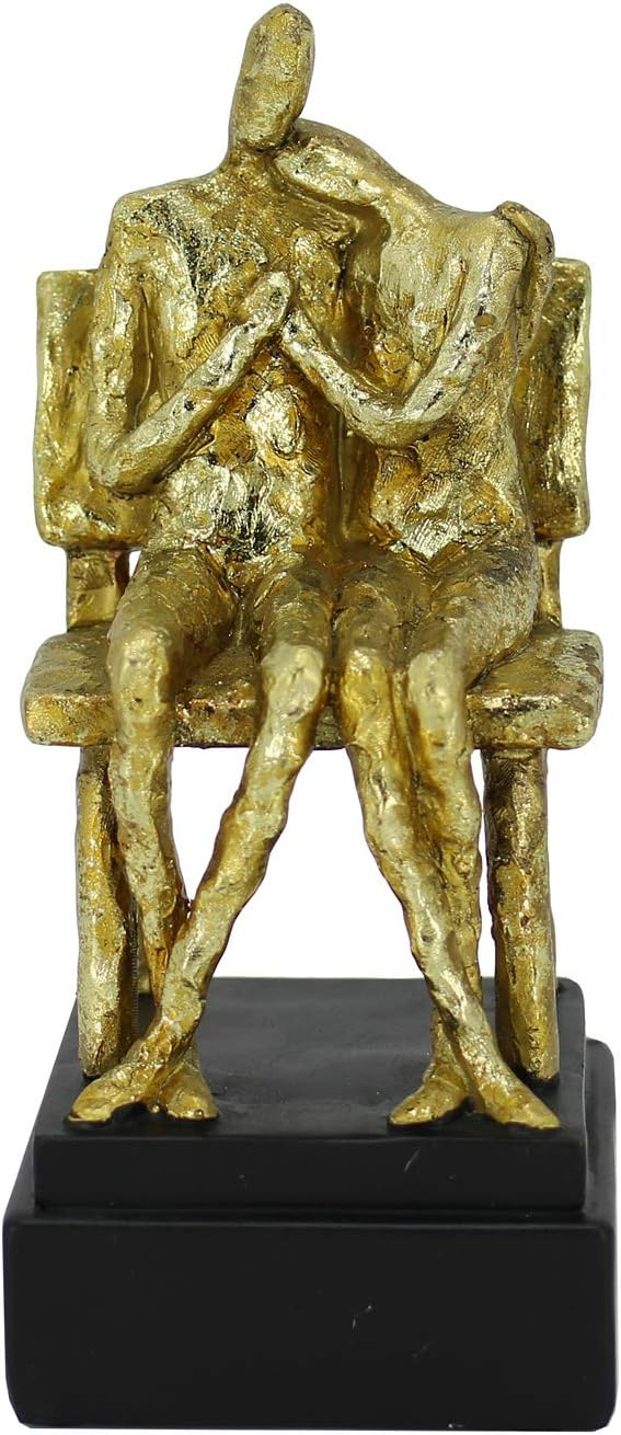 OTARTU 4 by 9inch Romantic Couple Statue,Lover Sculpture Sit Together,Home Decor Accents Statue, Sculpture for Book Shelf Tabletop Statue
