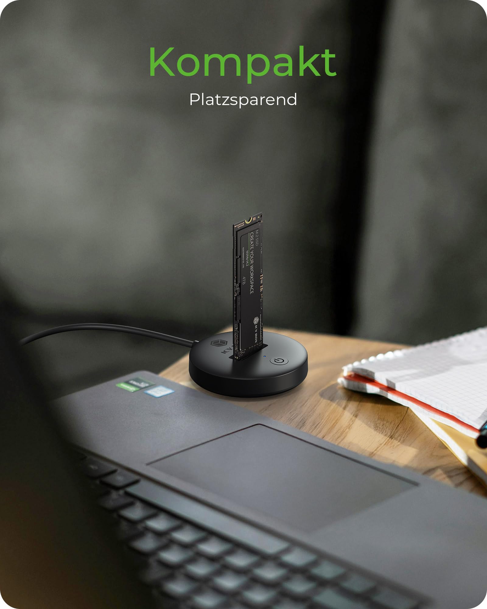 ICY Box DockingStation NVMe & SATA M.2 SSD, USB-C 3.1 Gen 2, 10 Gbit/s, Werkzeuglos, IB-1610MCD-C31 2