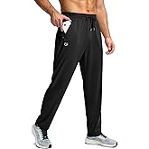 G Gradual Men's Sweatpants with Zipper Pockets Lightweight Mesh Athletic Pants for Men Open Bottom Workout Gym Running