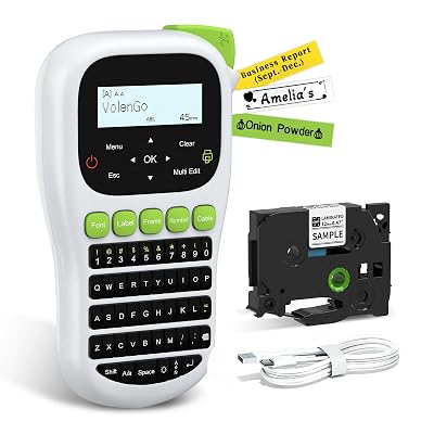 VolenGo H1100 Label Maker Machine with Tapes 12mm Laminated, Backlit Handheld Label Maker Waterproof-Labels, QWERTY Keyboard & Multi Fonts, Portable Inkless Label Printer for Home Office Organization