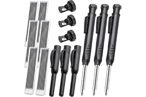 Worldity 3 Pack Mechanical Carpenter Pencils with Sharpener, Heavy Duty Construction Pencil with 6 Boxes Refills, Deep Hole W
