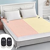 Caperia Heated Mattress Pad King Size Electric Mattress Dual Controller Bed Warmer 9 Heat Settings, 1-12 Hours Auto Off,Memory Function Deep Pocket, Fast Heating, Machine Washable King 78" * 80"