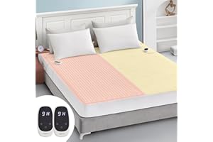 Caperia Heated Mattress Pad Queen Size Electric Mattress Dual Controller Bed Warmer 9 Heat Settings, 1-12 Hours Auto Off Memory Function Deep Pocket, Fast Heating, Machine Washable Cal King 72" * 84"