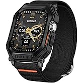 Suitisbest Stretchy Nylon Band Compatible with Apple Watch 49mm 46mm 45mm 44mm with Rugged Case Protective Cover, for Apple Watch Ultra 2/ Series 10/9/8/7/6/5/4/SE, Durable iWatch Strap for Men Women
