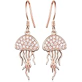 Jellyfish Earrings 925 Sterling Silver Ocean Dangle Drop Earrings Sea Animal Jewelry Gift for Women