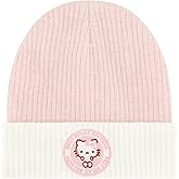 Hello Kitty Beanie Hat, Women's Ribbed Winter Knit Cap with Cuff, Pink, One Size
