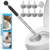 Pumice Stone Toilet Bowl Cleaner - Hard Water Stain Remover | Natural pumice removes hard water rings, limescale &amp; rust on toilets, tiles, sinks &amp; grills. Long handle + 8 refills.