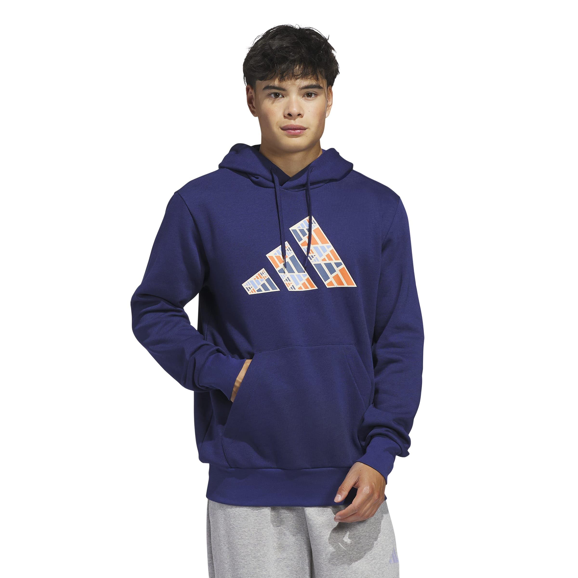 adidas Men's Big Logo Graphic Hoodie, Dark Blue, Medium/Tall Image