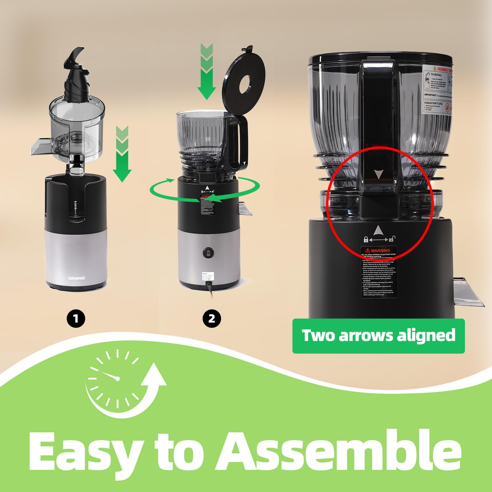 Godspeeds® Cold Press Juicer Machine, Slow Juicer with 5.8