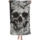 VANZEV Skull Beach Towel - Cotton Microfiber Sand-Free Absorbent Quick Dry Pool Towel - Black - 32x52 Inches