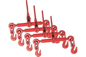 Aain Ratchet Load Binders 1/4-5/16'' 4 Pack Load Binders with Grab Hook Grade 70 for Cargo Flatbed Trailers, Red