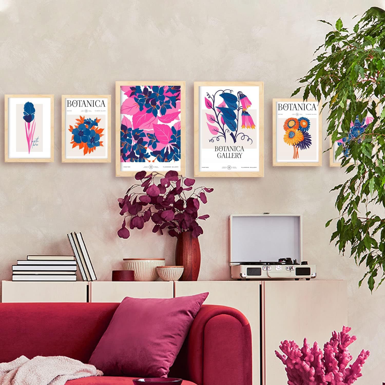 Nacnic Set of 6 Flower Posters. Botanical Gallery. Nature and Botany Wall Art Prints in Vibrant Colours for Interior Design and Decoration. Sizes A3 & A4. Unframed.