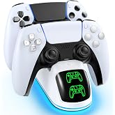 OIVO PS5 Controller Charger Station Compatible with PlayStation 5 Dualsense &amp; Edge Controllers, RGB PS5 Controller Charging Dock Holder Stand with Fast Charge Cable for PS 5 Accessories Kits