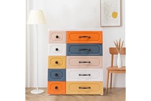 SuiYuLn Plastic Storage Cabinet,Tall Standing Dresser,5 Layers Storage Organizer with Drawers,Colorful Drawers Chest Organizer for Playroom,Bedroom (Large)