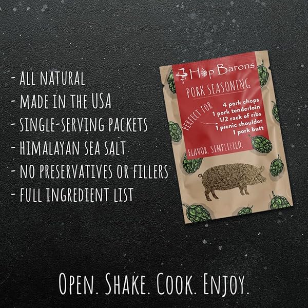 HOP BARONS, GOURMET PORK SEASONING, SINGLE SERVE PACK – PREMIUM BLEND OF HERBS AND SPICES, NO FILLERS, NO PRESERVATIVES – COOKING GIFTS FOR MEN, GRILLING GIFTS