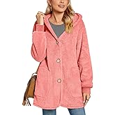 Bestbee Warm Fleece Jackets for Women, Fuzzy Hooded Casual Coats Lidies 2025 Cardigan Sweaters Outerwear with Pockets