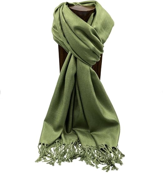 PASHMINA, SHAWL, SCARF OLIVE GREEN SOLID COLOR at Amazon Women’s Clothing store