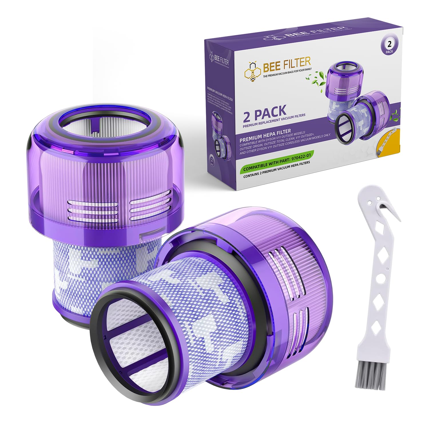 Photo 1 of Dyson Outsize Filter, 2-Pack True HEPA Replacement Filters Compatible with Dyson Outsize, V11 Outsize, Outsize Origin, Outsize+, Absolute+, V11 Outsize Filter, SV16, SV29, Replaces Part # 970422?01