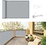 SUNNY GUARD Balcony Privacy Screen 90x600cm Grey UV Waterproof Windproof