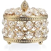 Hipiwe Crystal Mirrored Jewelry Box Jewelry Trinket Organizer Box Home Decor Ring Earrings Necklace Storage Holder Keepsake Box