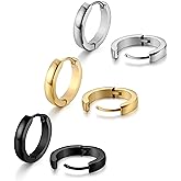 Jstyle Hypoallergenic Small Hoop Earrings for Men Women 316L Surgical Stainless Steel Gold/Silver/Black Hoop Earrings for Sensitive Ears Mens Hoop Huggie Earrings Ear Piercing Jewelry Set 12/16/20mm