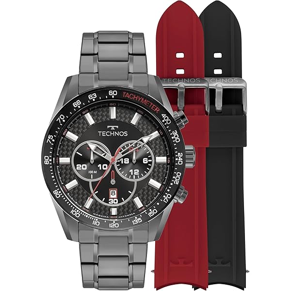 ブラゴ TECHNOS MASCULINO ANALÓGICO TROCA-PULSEIRA CARBON TS BICOLOR
