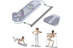 DQI Pilates Board Pilates Reformer Set 15-in-1 Pilates Boards for Home Workout,Foldable Abs Core Trainer Board,Pilates Board for Women,Premium Pilates Reformer Set for Full-Body Workouts