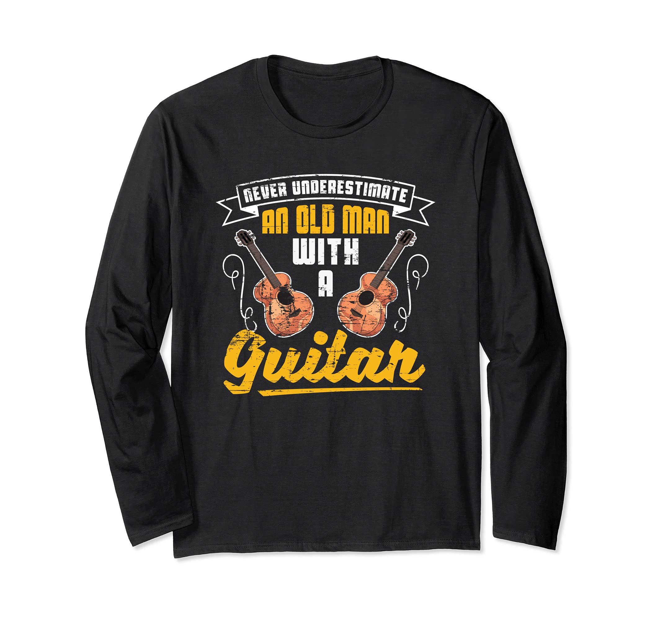 Retired Old Men Guitarist Retirement Guitar Player Guitar Long Sleeve T-Shirt